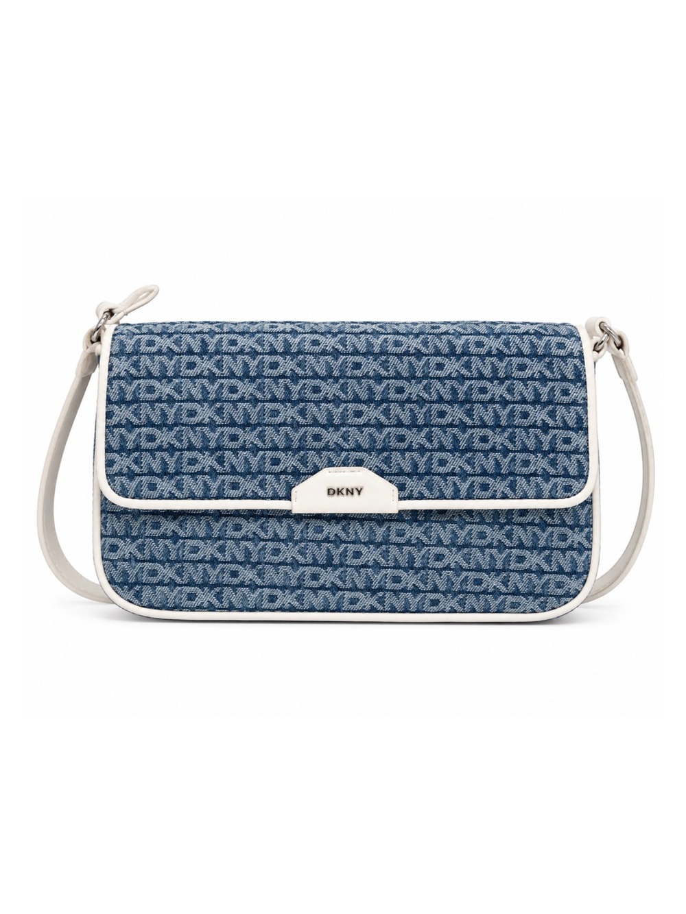 DKNY Blue Logo Jacquard Crossbody with White Trim